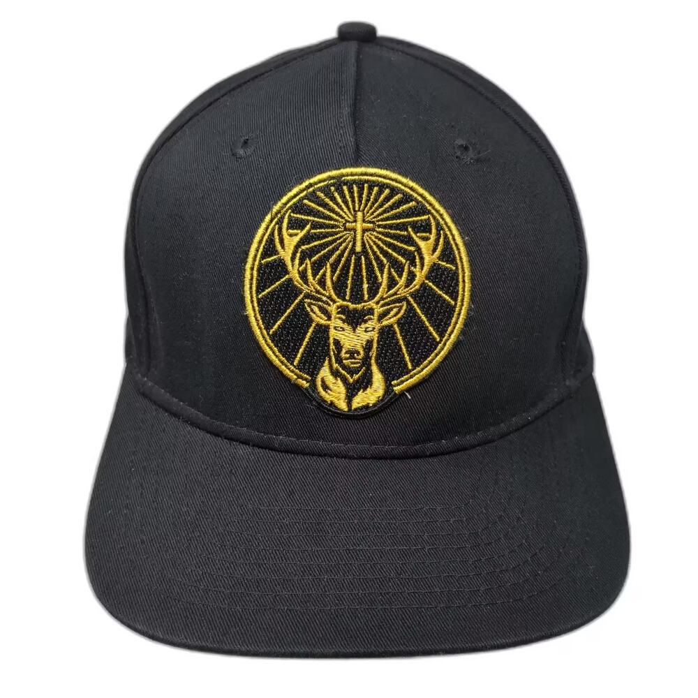 Jägermeister 5 Panel Hat Black One Size Embroidered Logo Adjustable Cotton